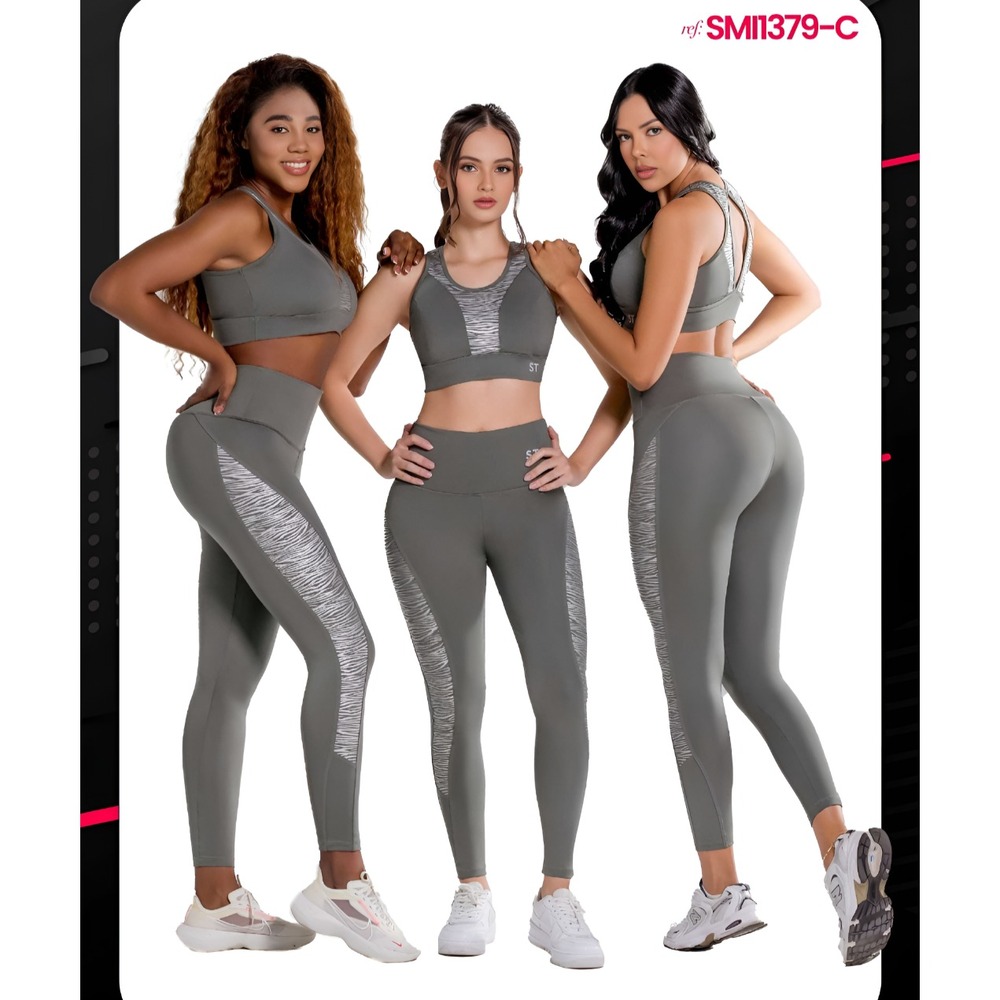 Stagmi Colombiana Best Compression Workout Set Green Faja Leggings & Shaping Top